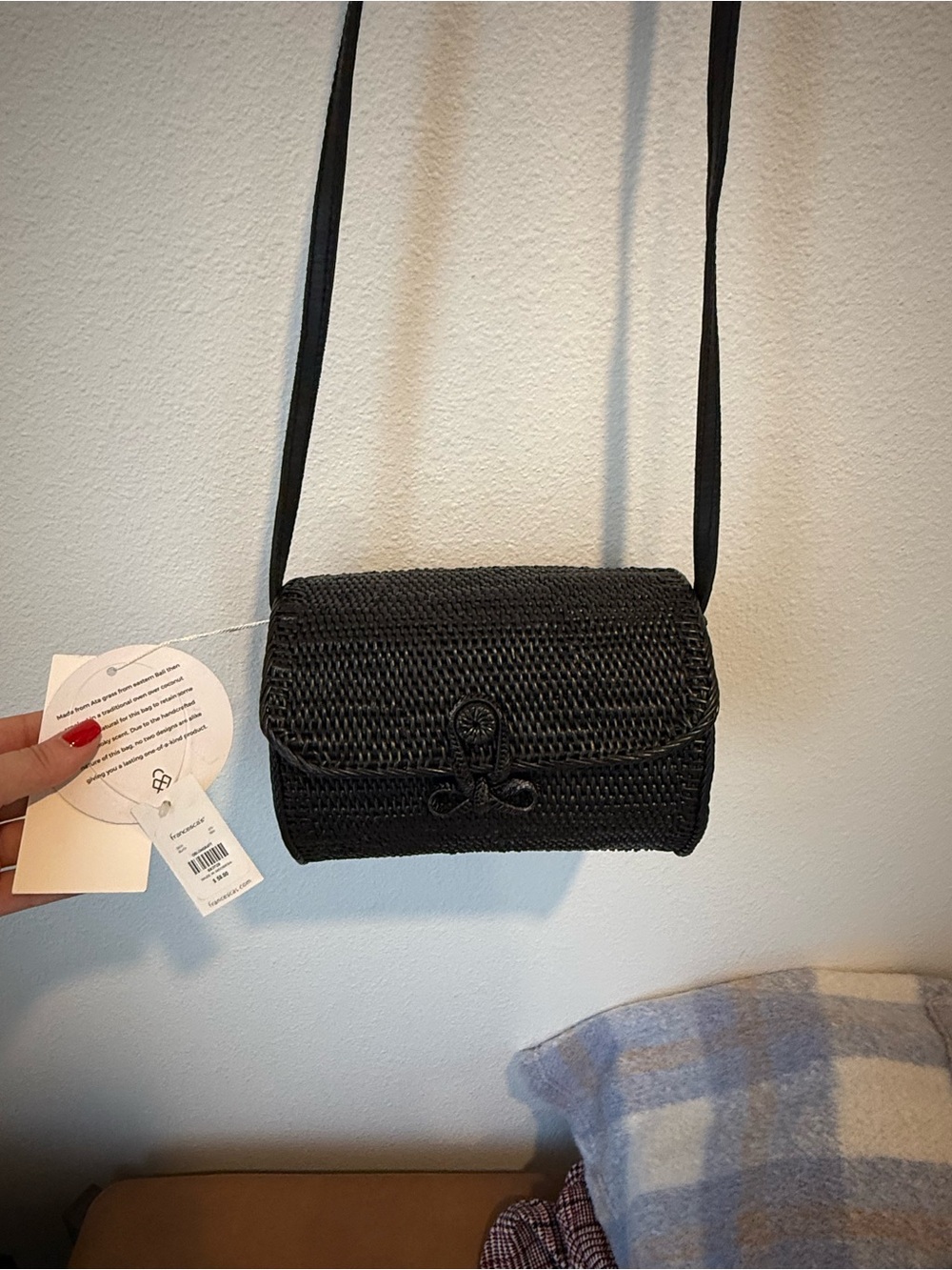Francesca's Collections Black Woven Crossbody Bag